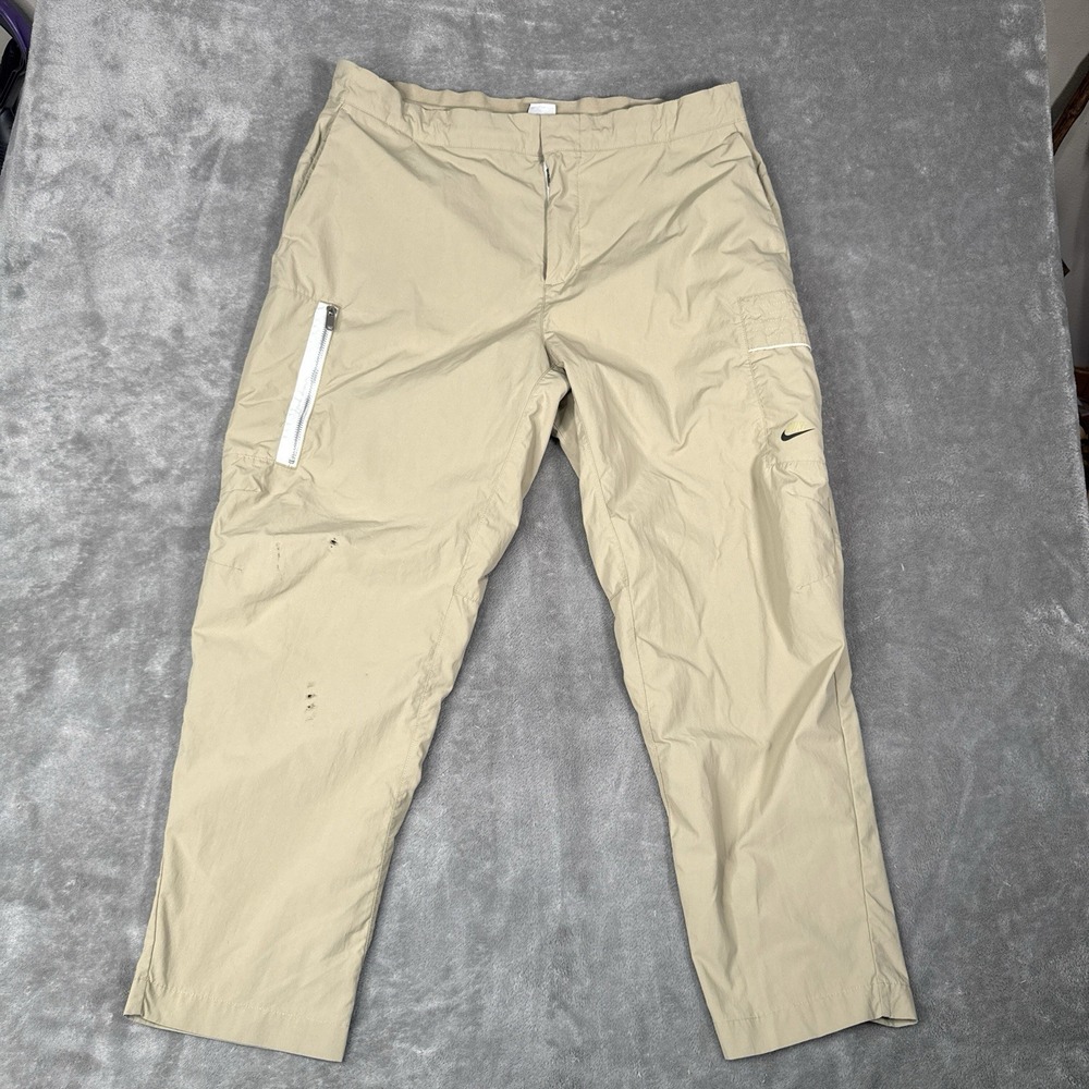 Nike Pants Mens 38 Beige Drawstring Lightweight Tan Lifestyle Club FLAWS